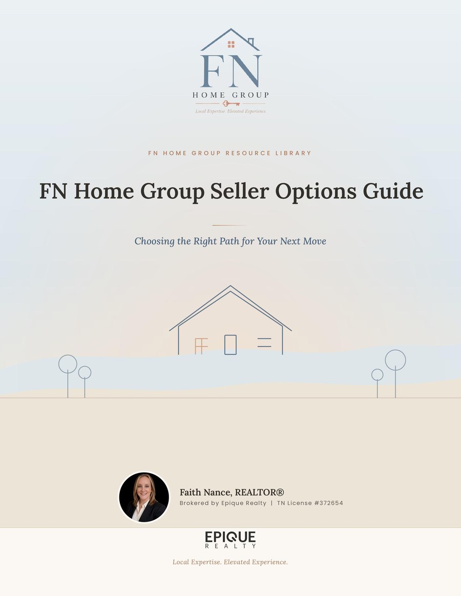 Cover of the FN Home Group Seller Options Guide, subtitled Choosing the Right Path for Your Next Move
